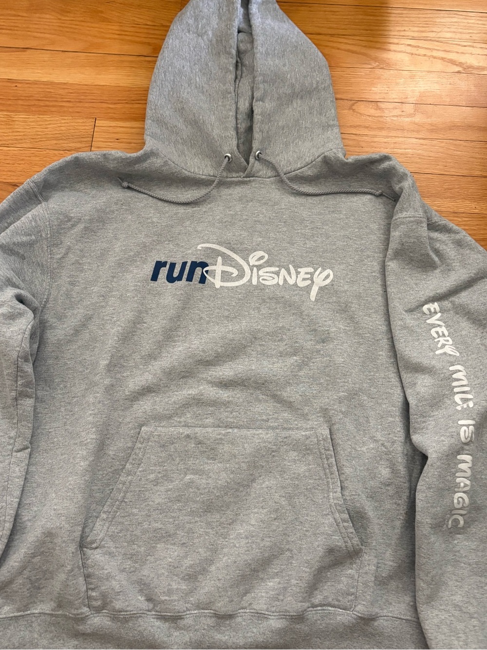 Champion Gray RunDisney Crewneck Hoodie with Navy & White Logo
